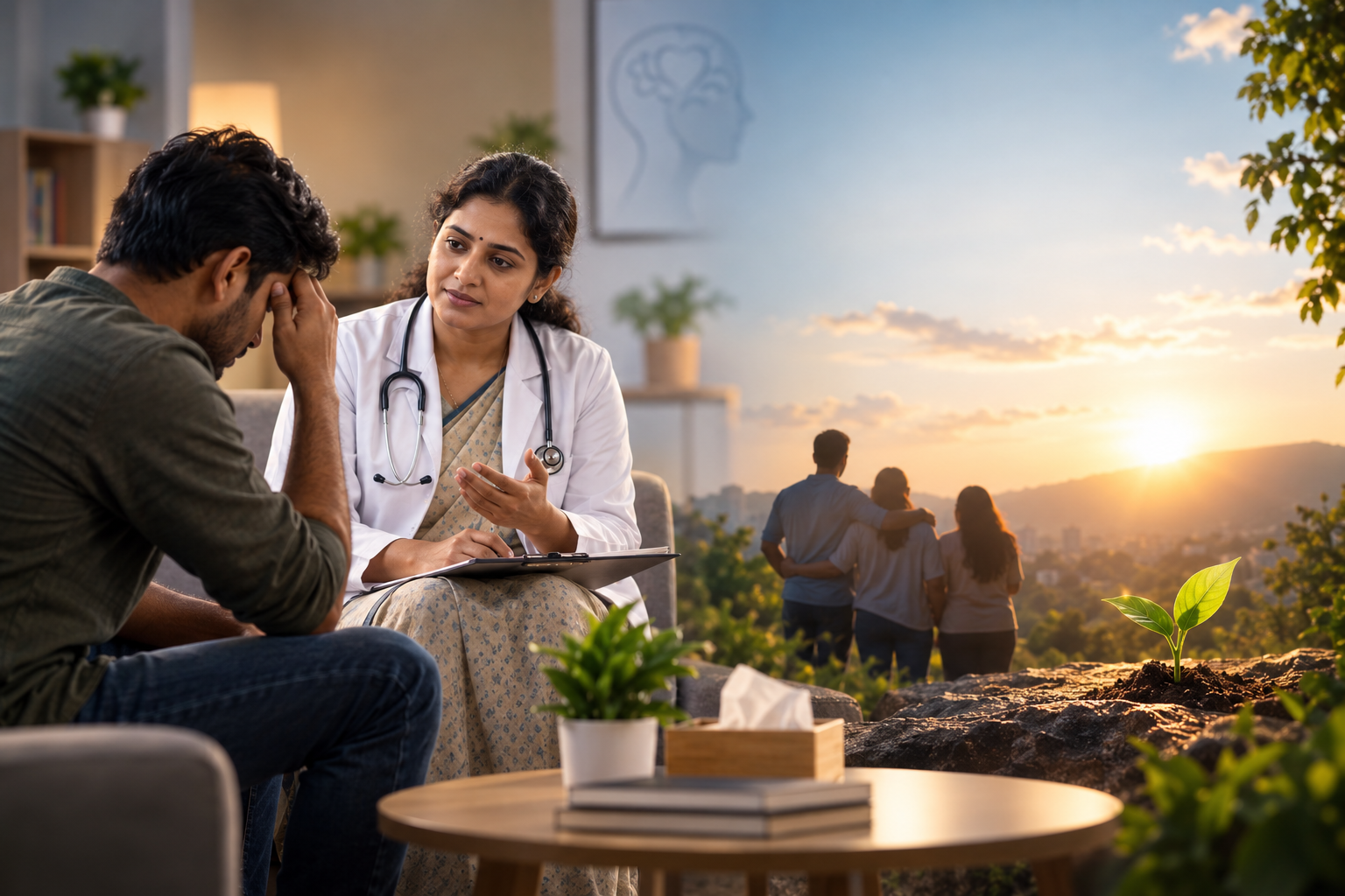 Psychiatric consultation in a calm clinical setting